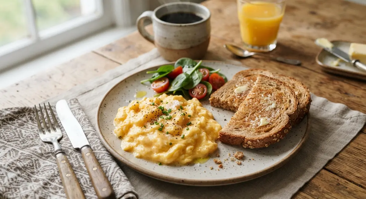 Scrambled Eggs with Whole Wheat Toast
